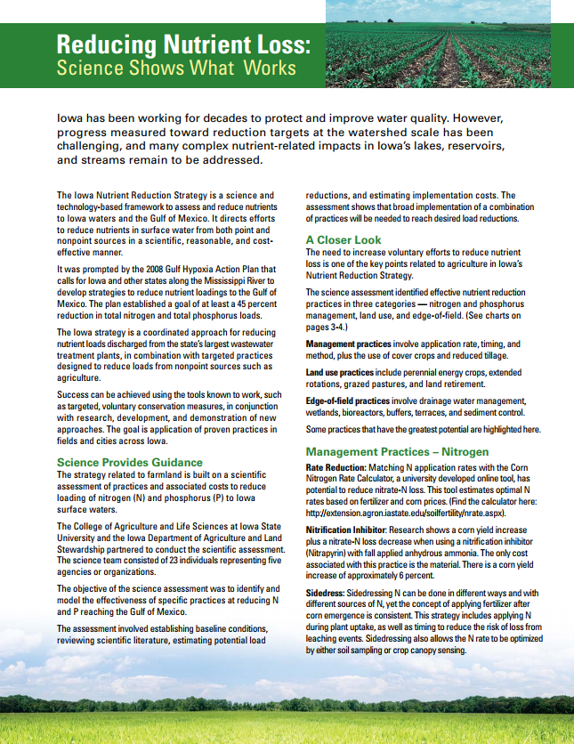 Iowa Fertilizer Nutrient Reduction Strategy PDF Cover